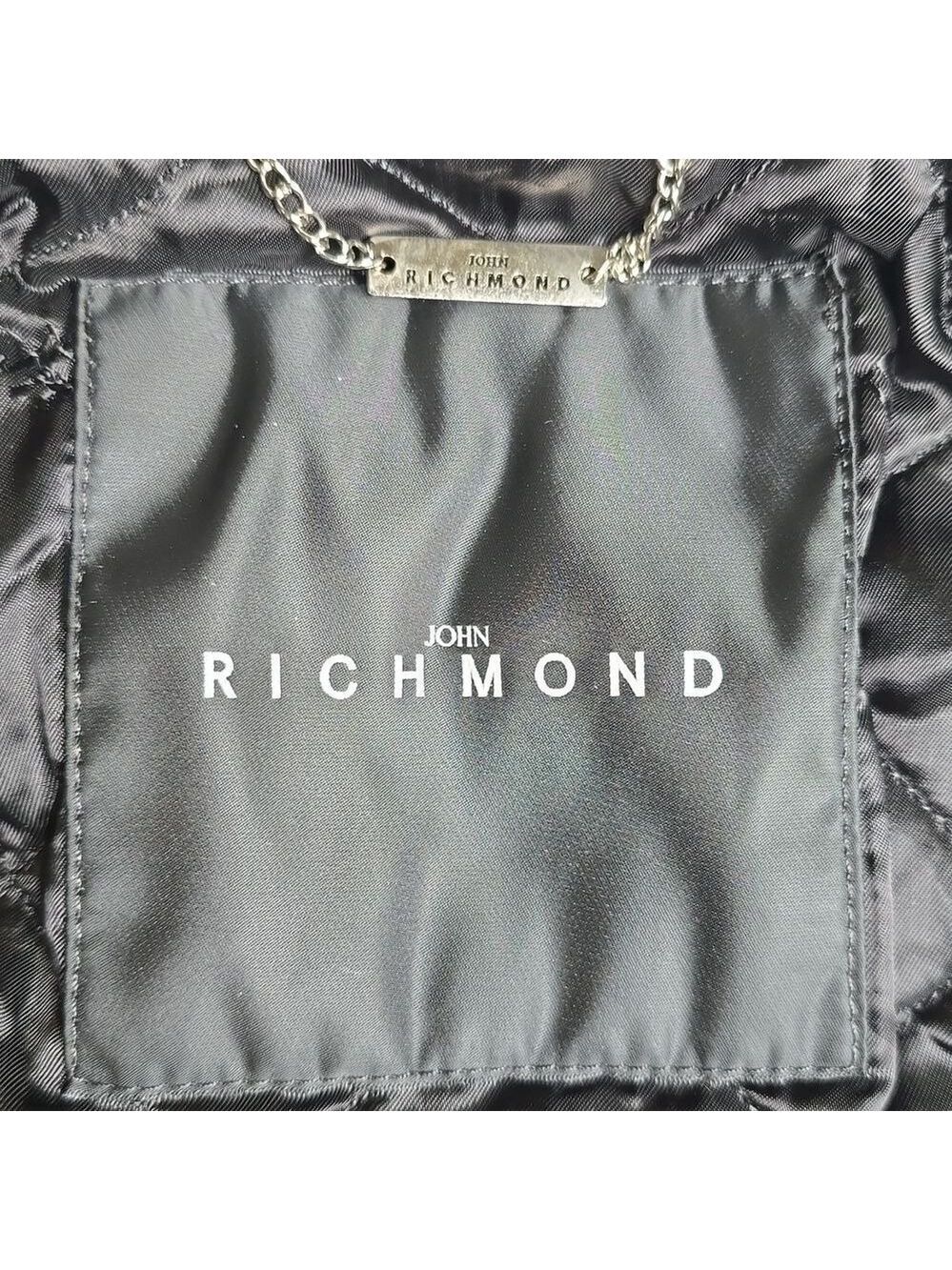 John Richmond - Denim and Laser Cut Leather Jacket in Black Large - Picture 7 of 16